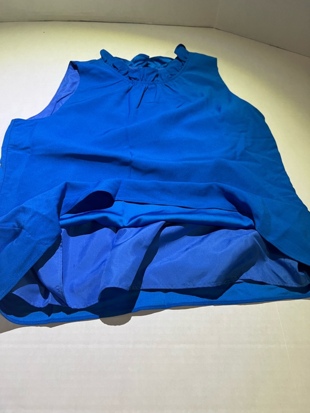 J Crew Blue Ruffle Neck Sleeveless Blouse Size Small Lightweight Top - Picture 5 of 11